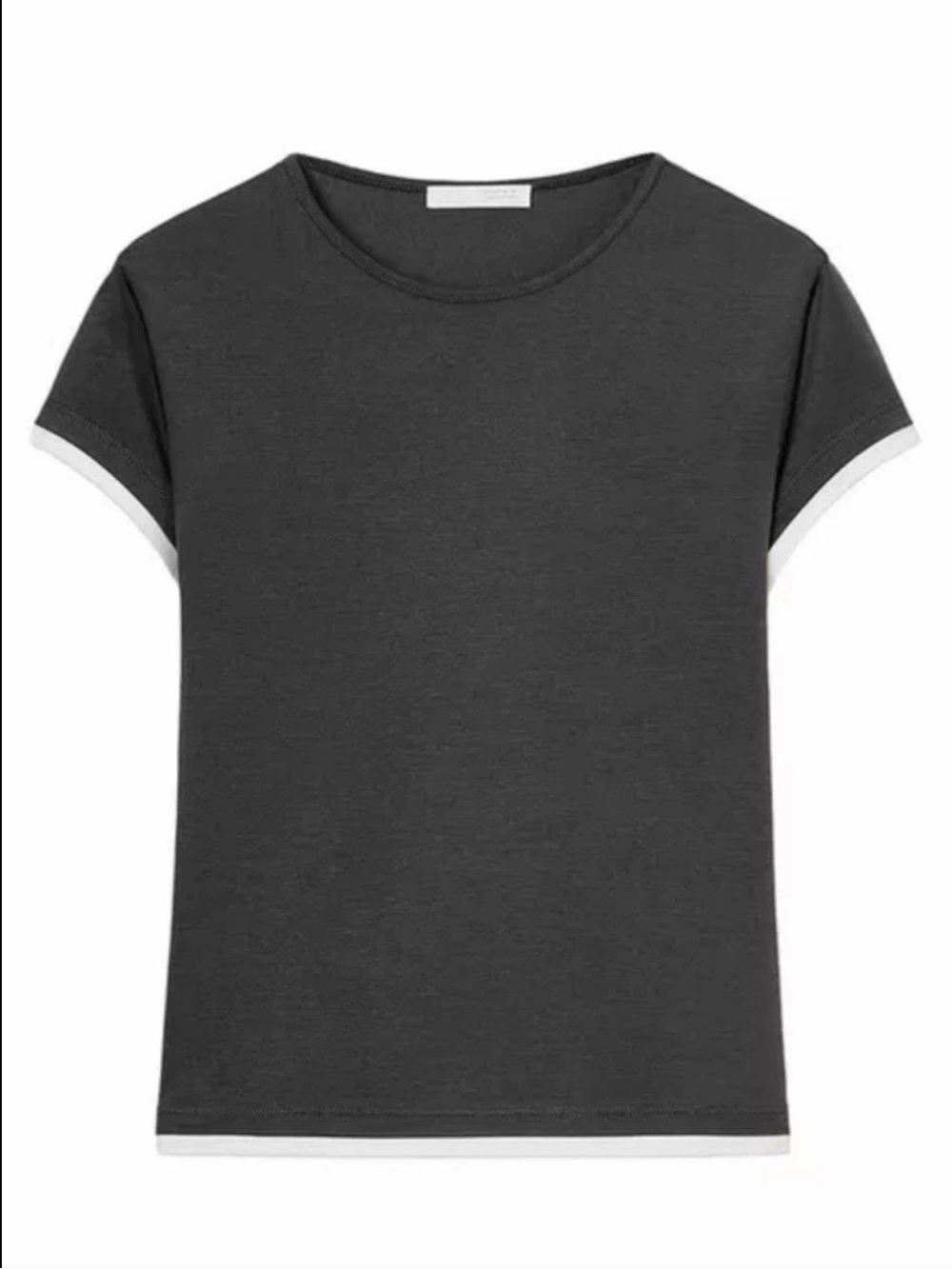Zara Women’s Contrast Piping Short-Sleeve Tee T-Shirt Charcoal Size S NWT